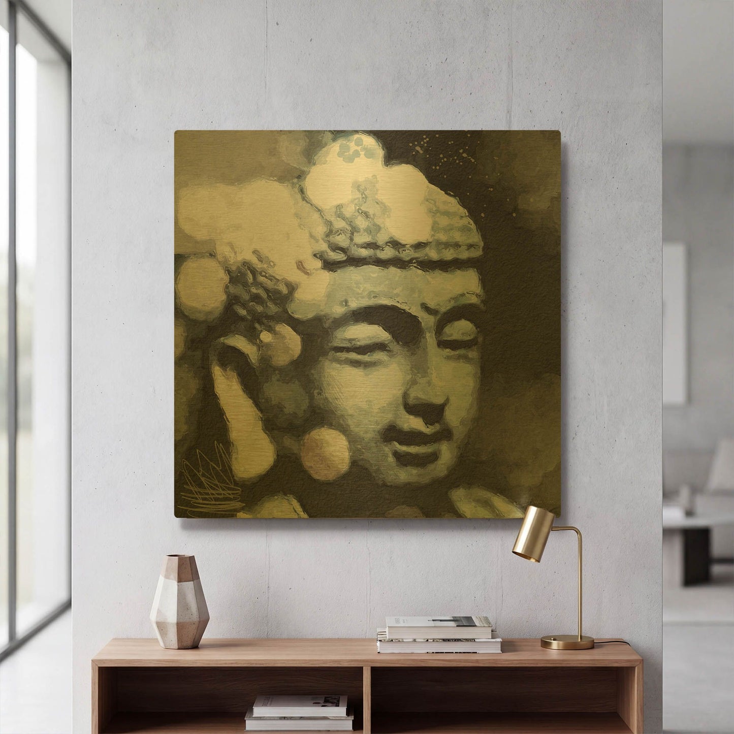 'Peaceful Buddha III' By Linda Woods Gold Metal Wall Art