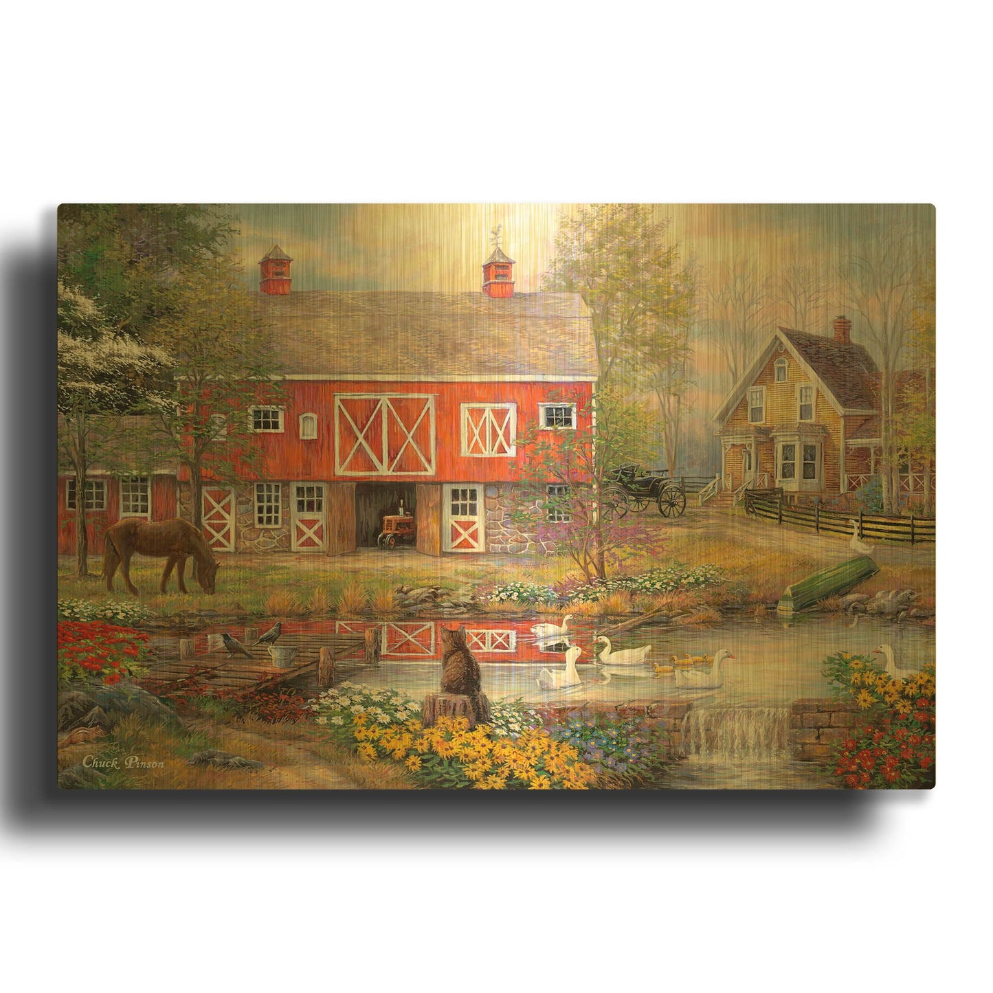 'Reflections On Country Living' By Chuck Pinson Gold Metal Wall Art