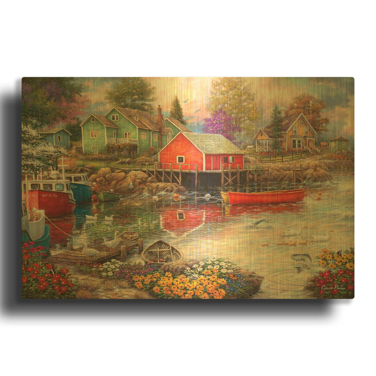 'Quiet Cove' By Chuck Pinson Gold Metal Wall Art