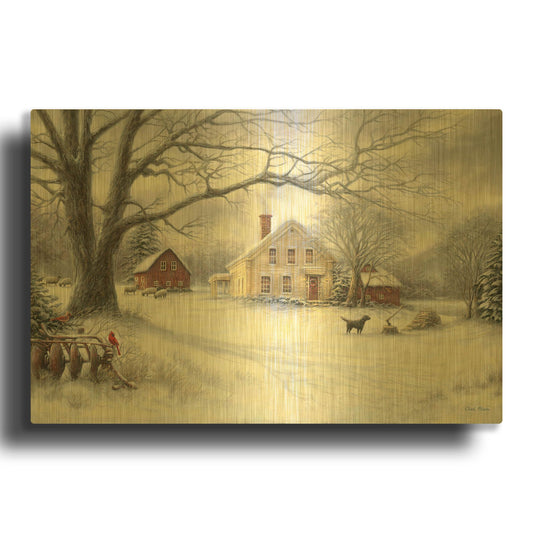 'Old Country Farm' By Chuck Pinson Gold Metal Wall Art