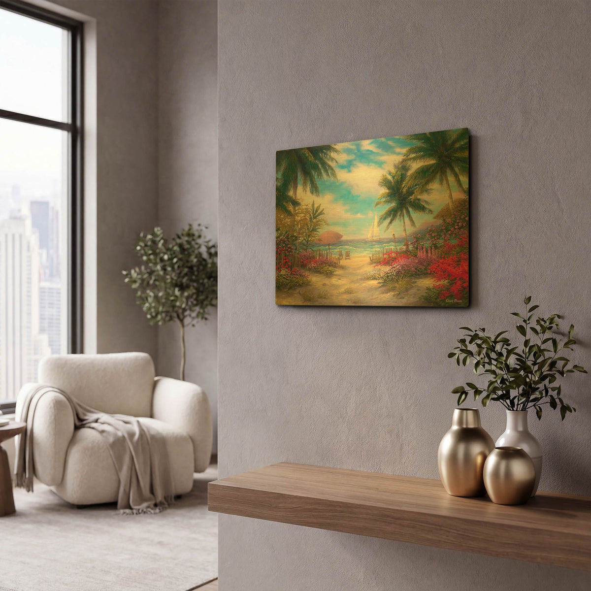 'Sea Breeze Path' By Chuck Pinson Gold Metal Wall Art
