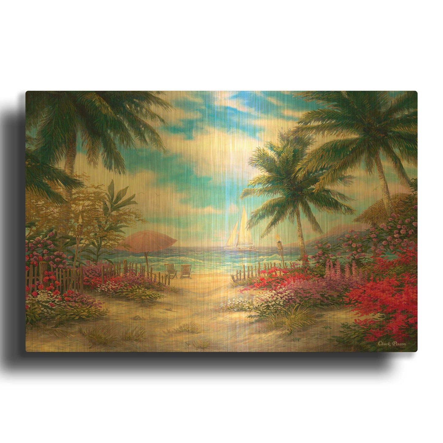 'Sea Breeze Path' By Chuck Pinson Gold Metal Wall Art