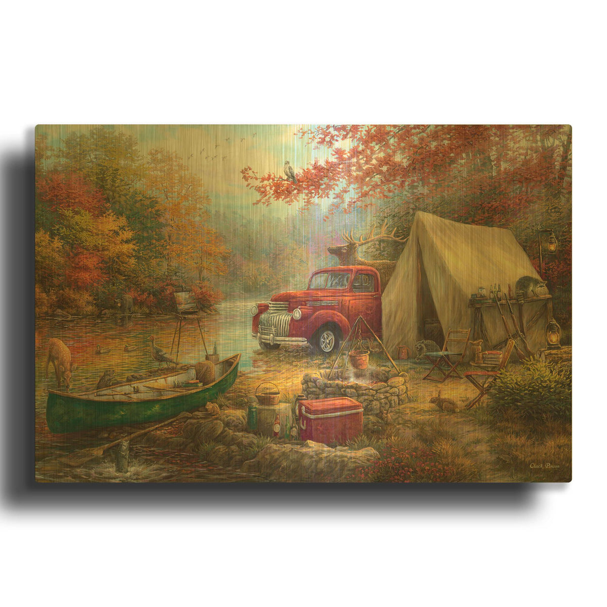 'Share the Outdoors' By Chuck Pinson Gold Metal Wall Art
