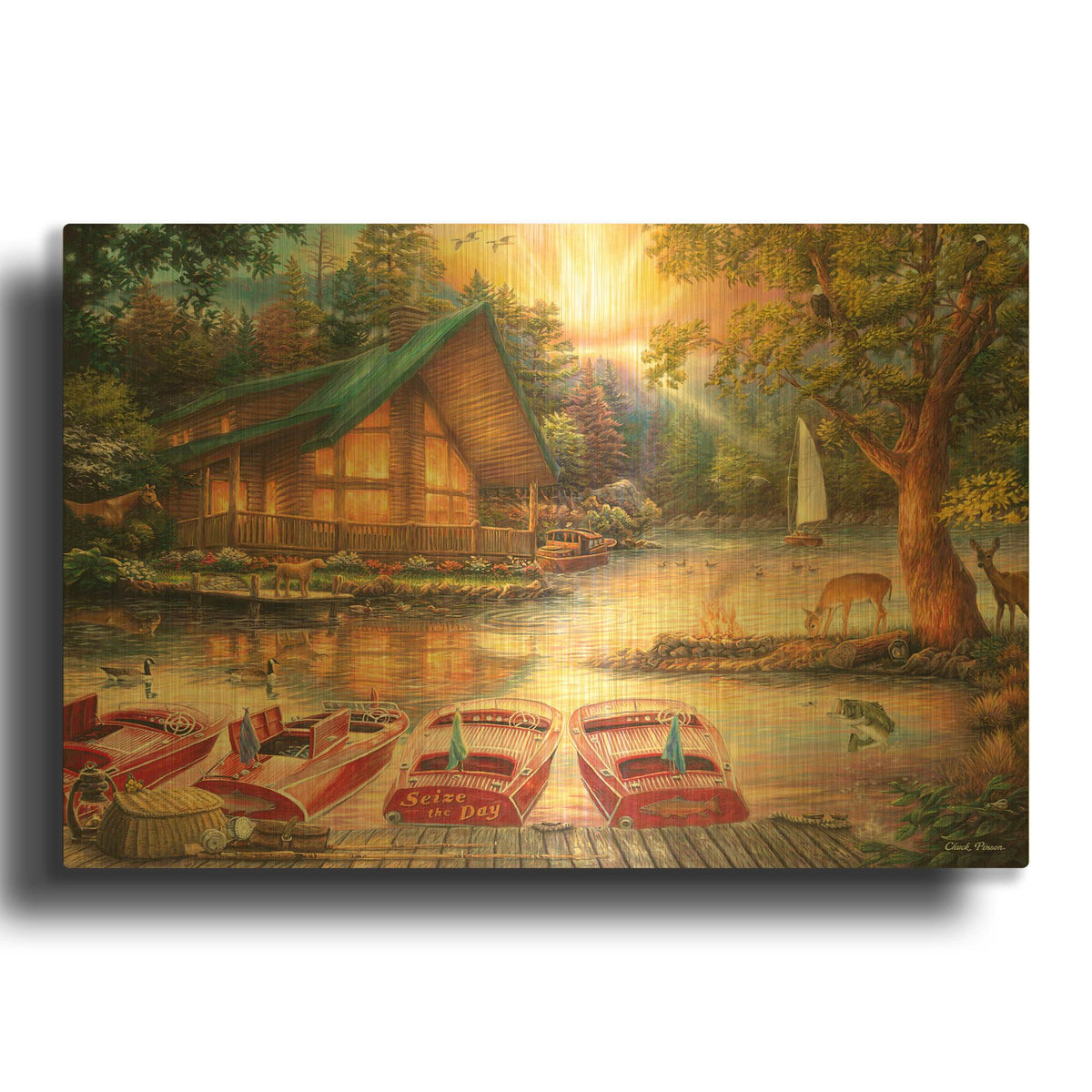 'Seize the Day' By Chuck Pinson Gold Metal Wall Art