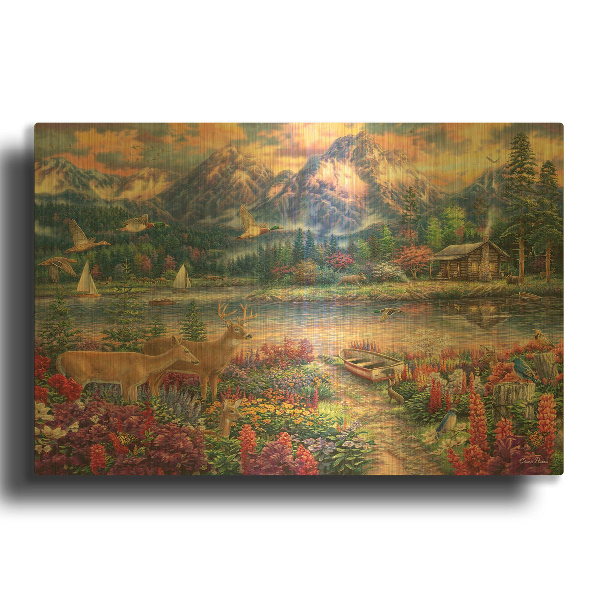'Spring Mountain Majesty' By Chuck Pinson Gold Metal Wall Art