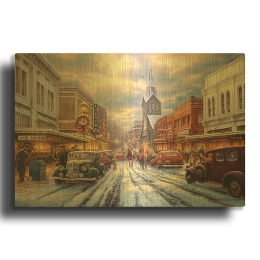 'The Warmth of Small Town Living' By Chuck Pinson Gold Metal Wall Art