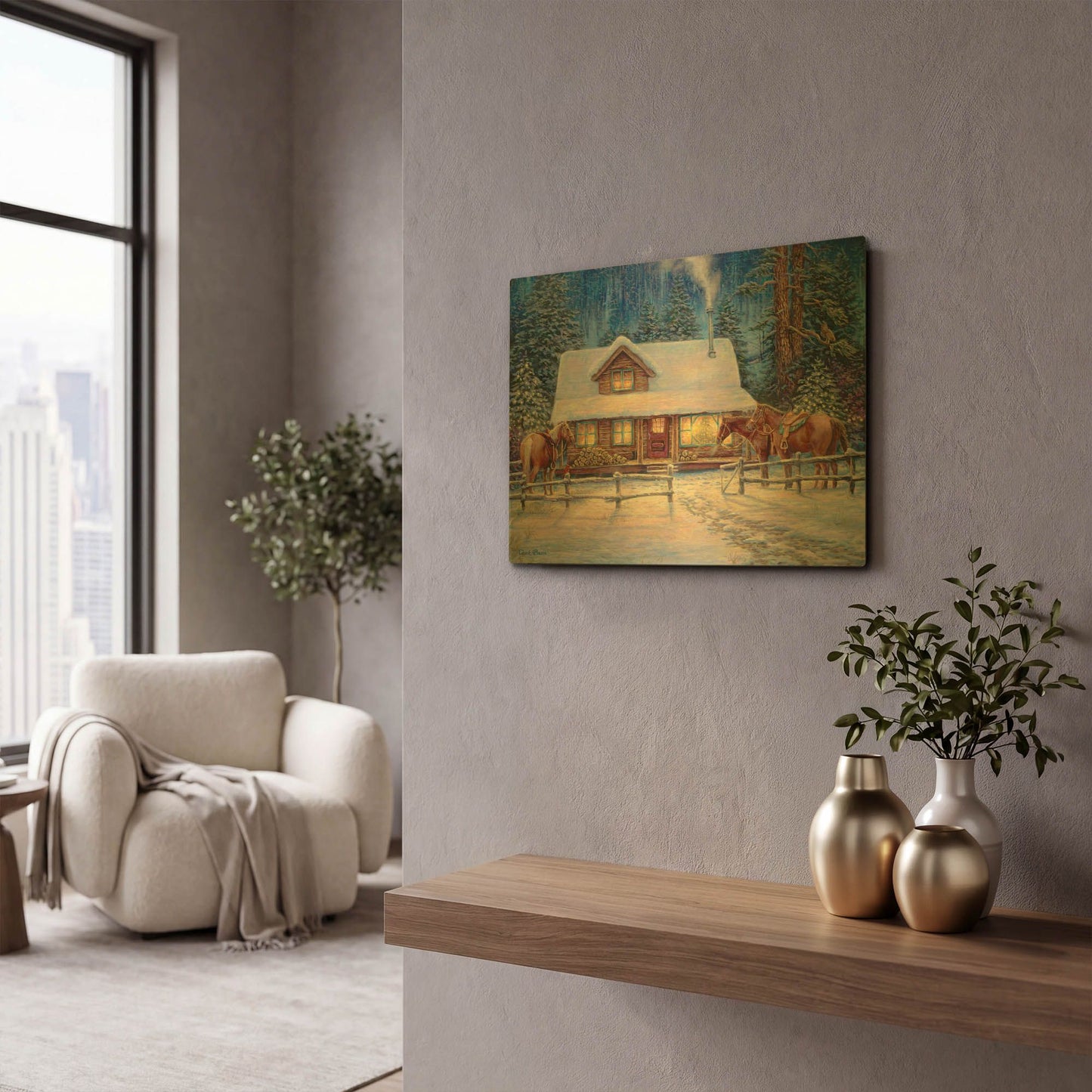 'Winter's Oasis' By Chuck Pinson Gold Metal Wall Art