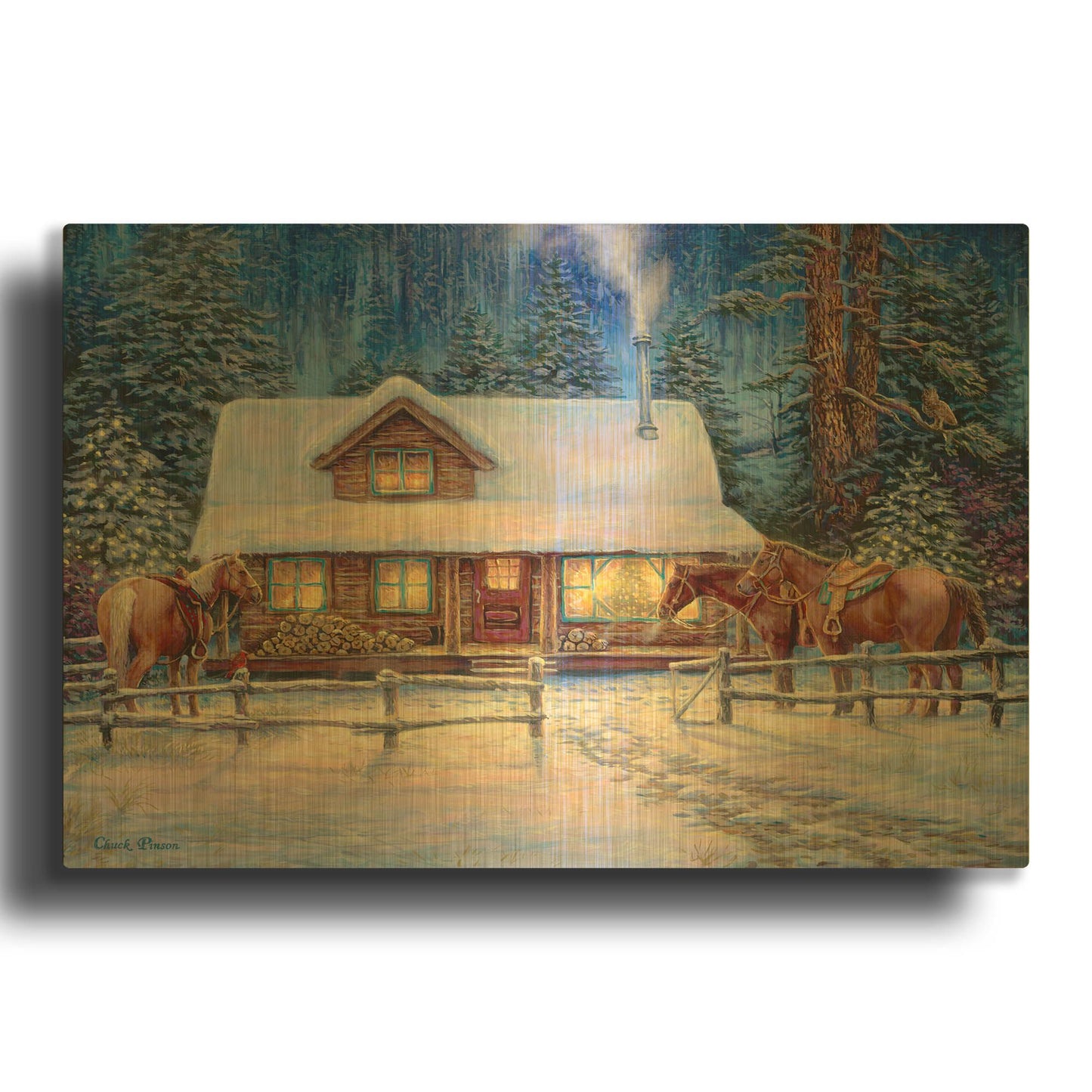 'Winter's Oasis' By Chuck Pinson Gold Metal Wall Art
