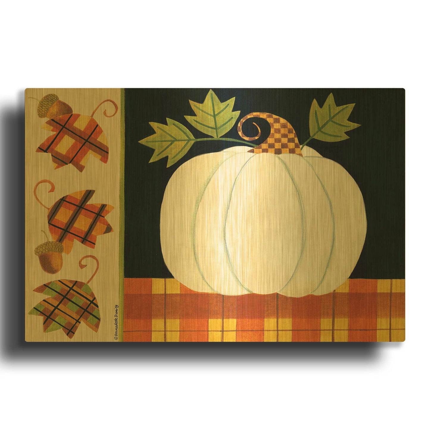 'White Pumpkin' By Bernadette Deming Gold Metal Wall Art