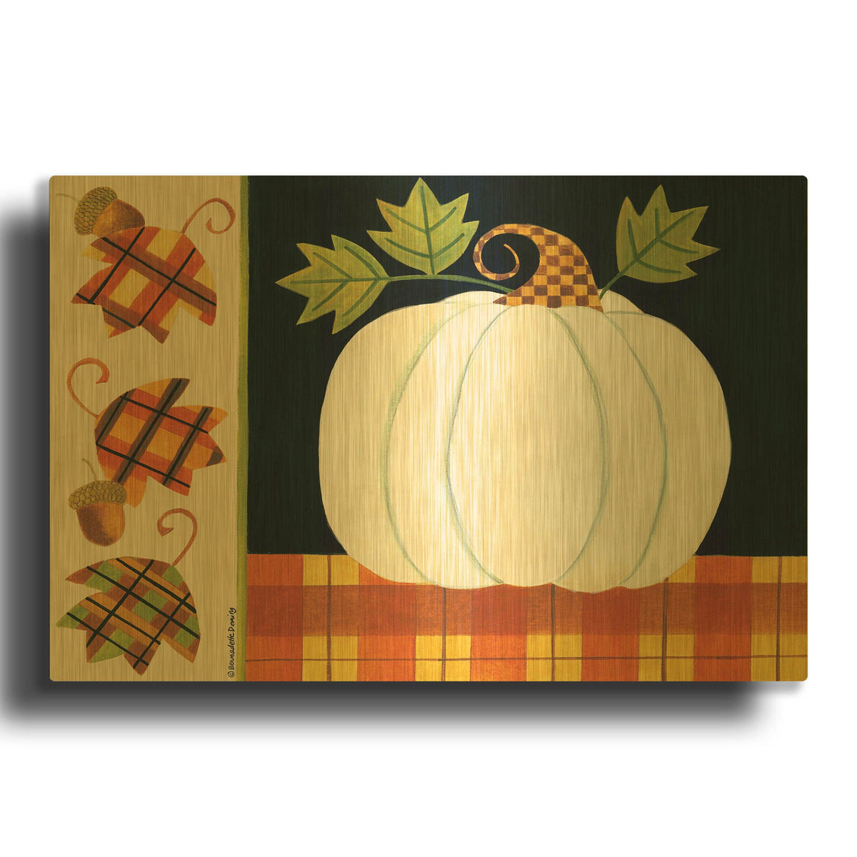 'White Pumpkin' By Bernadette Deming Gold Metal Wall Art