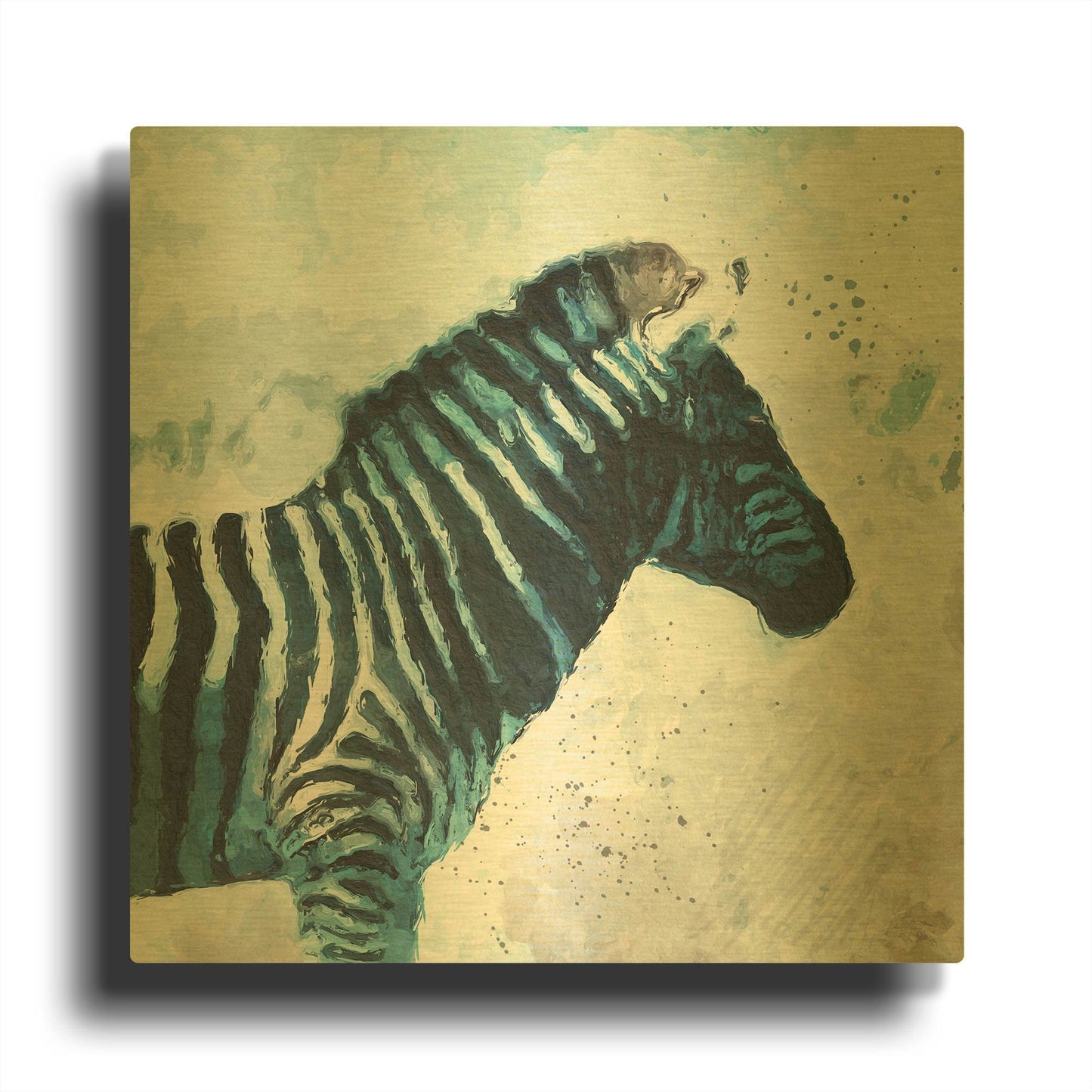 'Zebra' By Linda Woods Gold Metal Wall Art