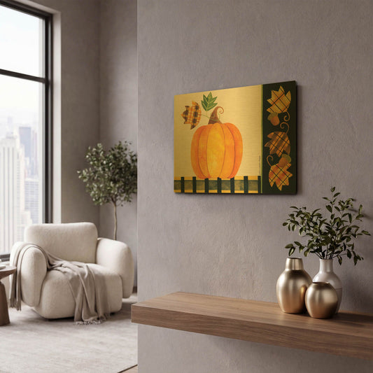 'Pumpkin' By Bernadette Deming Gold Metal Wall Art