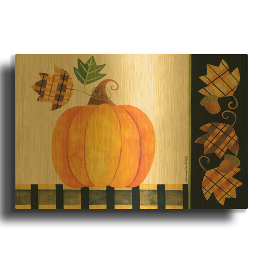 'Pumpkin' By Bernadette Deming Gold Metal Wall Art