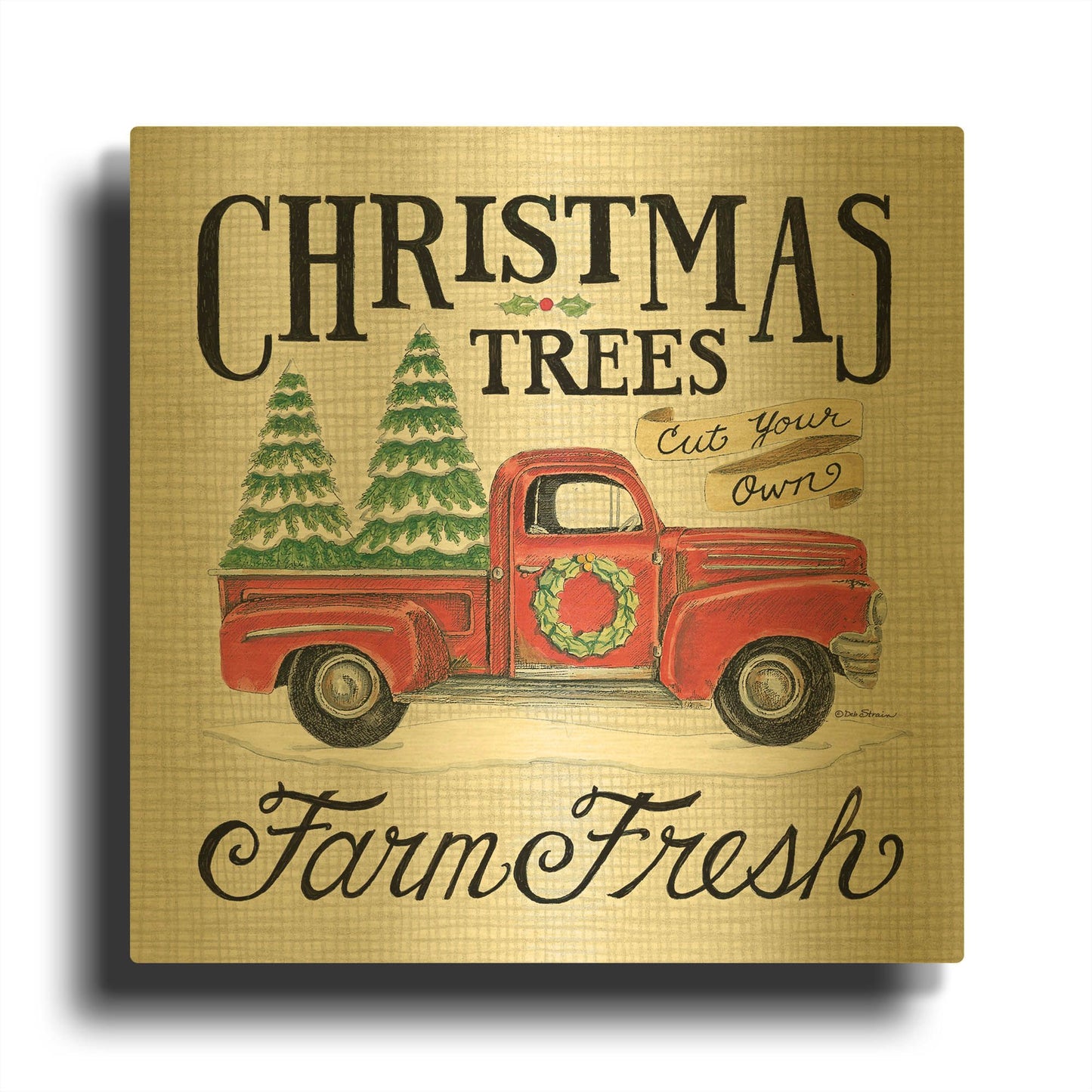 'Christmas Trees' By Deb Strain Gold Metal Wall Art