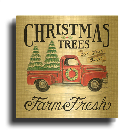 'Christmas Trees' By Deb Strain Gold Metal Wall Art