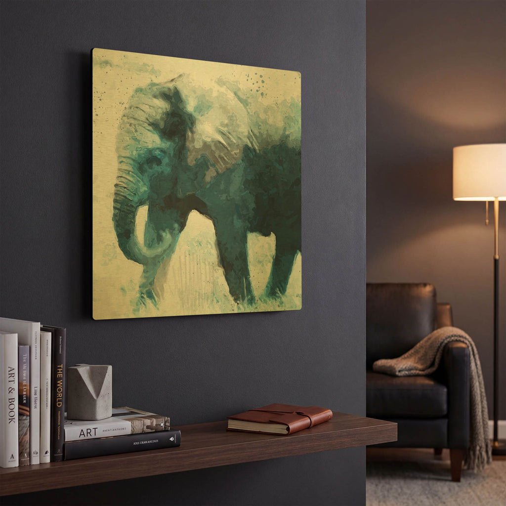 'Elephant' By Linda Woods Gold Metal Wall Art