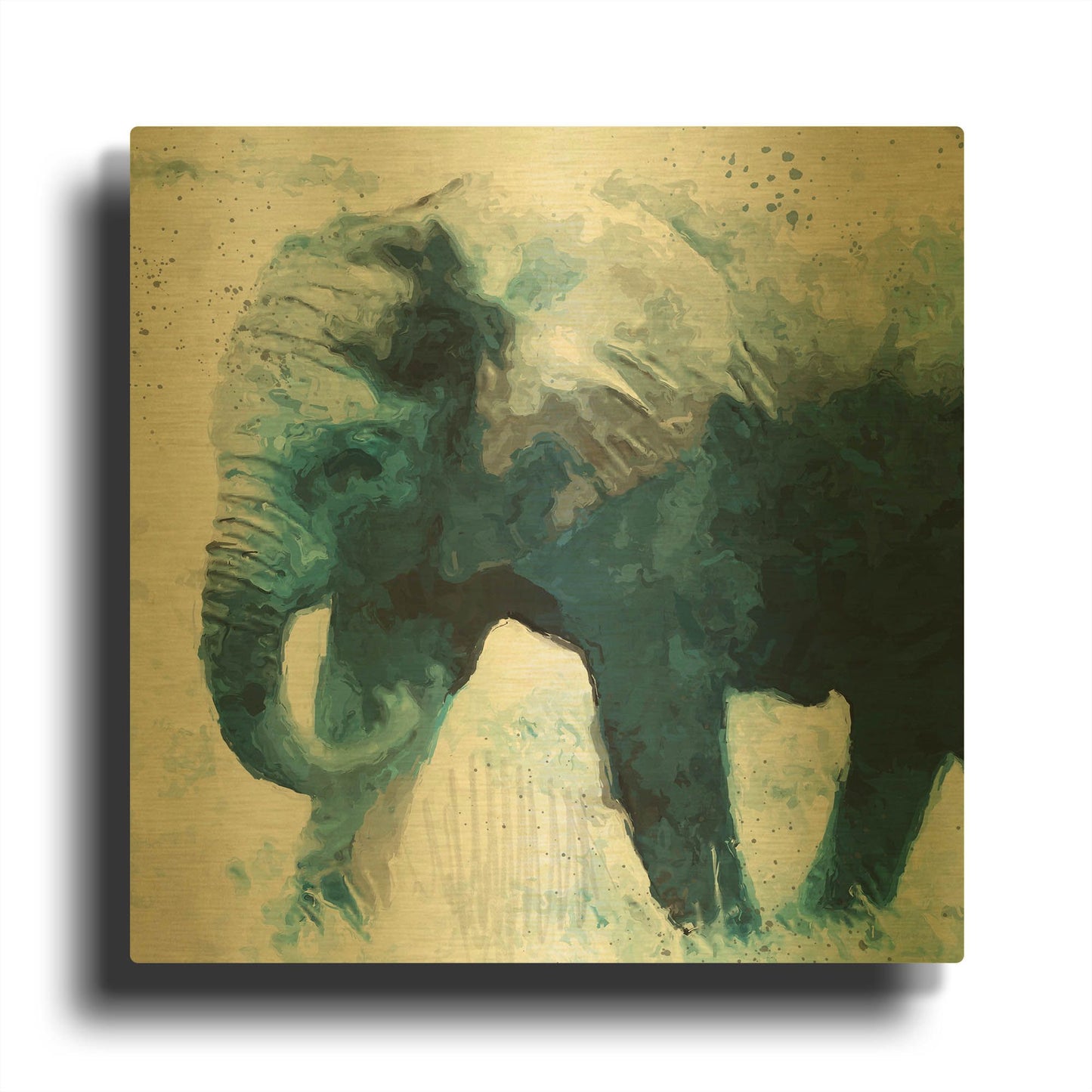 'Elephant' By Linda Woods Gold Metal Wall Art