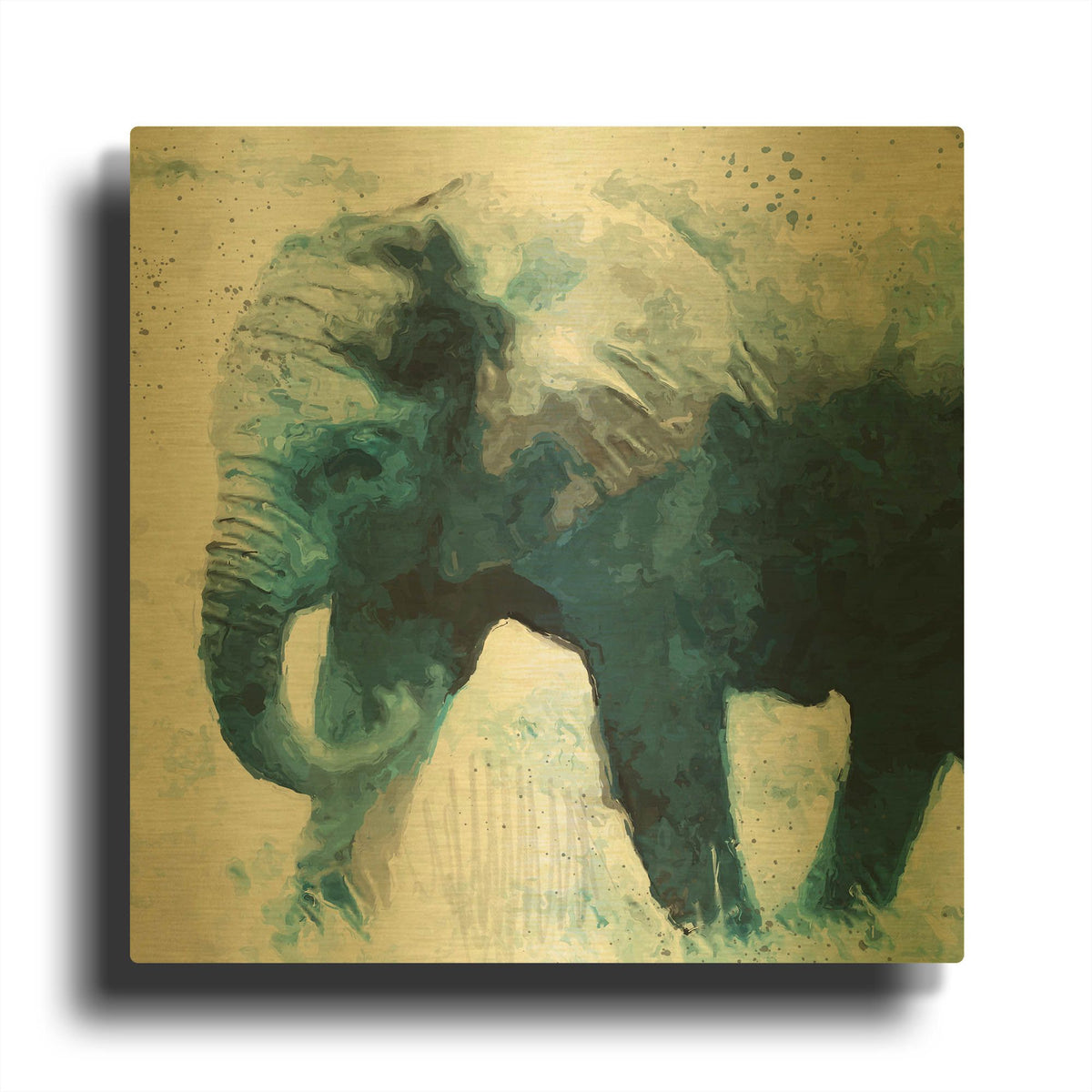 'Elephant' By Linda Woods Gold Metal Wall Art