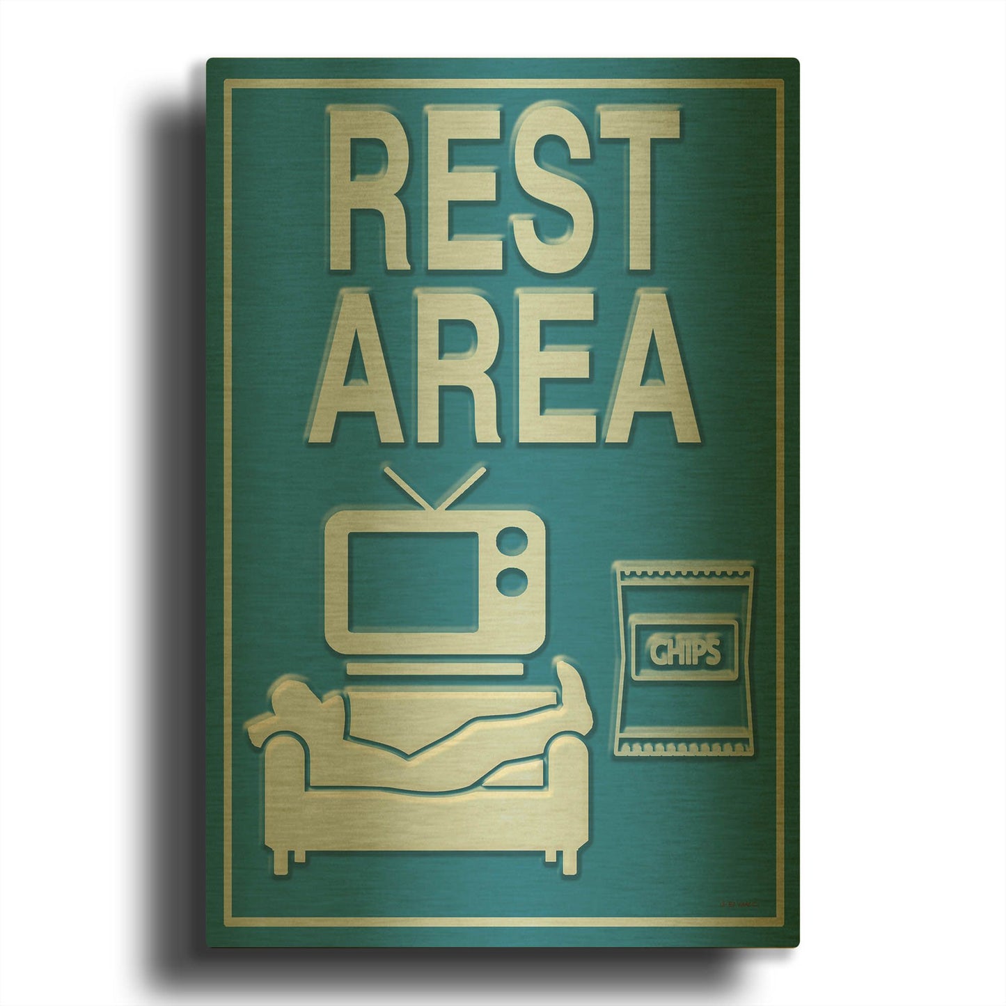 'Rest Area' By Ed Wargo Gold Metal Wall Art