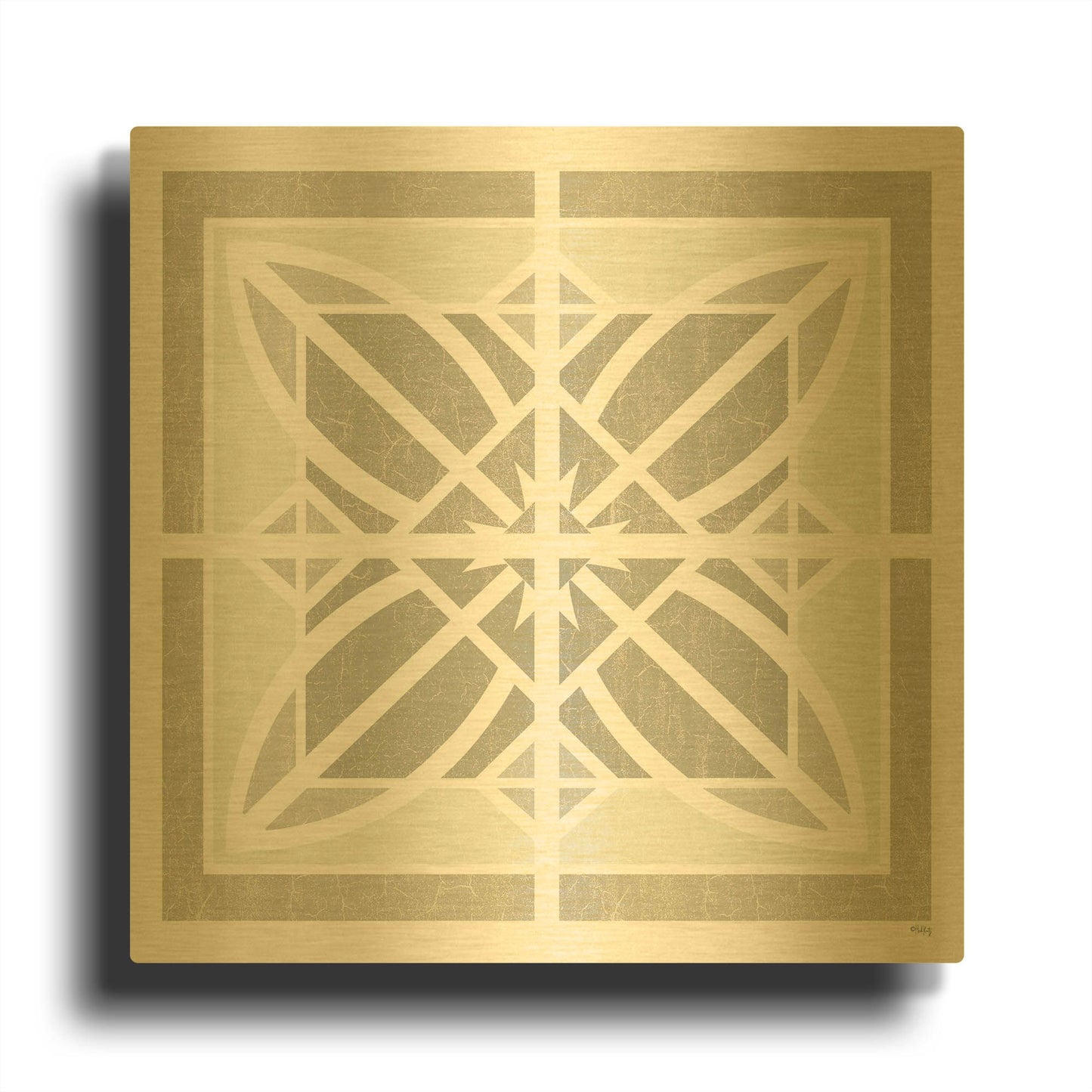 'Farmhouse Square II' By Heidi Kuntz Gold Metal Wall Art