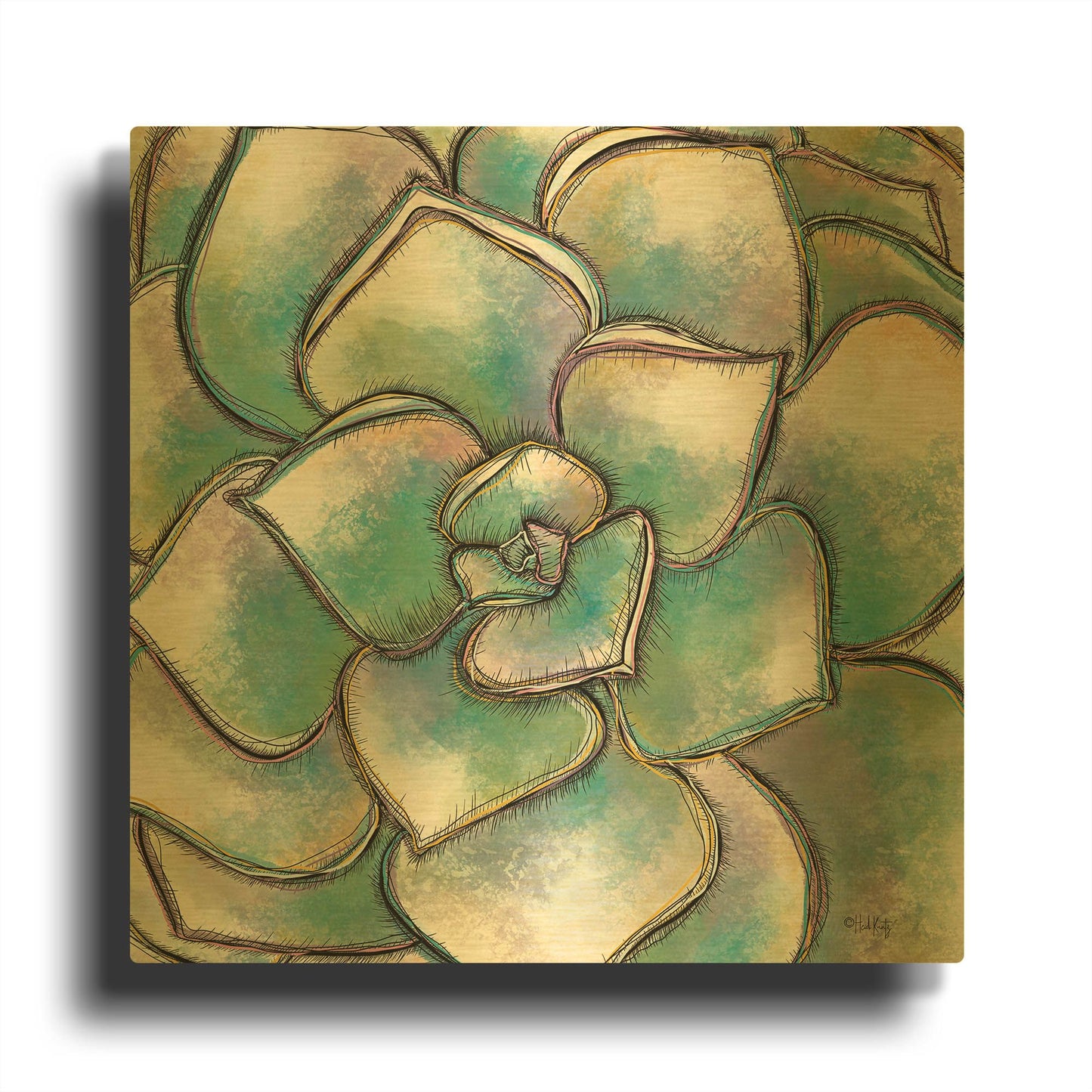 'Playful Succulent' By Heidi Kuntz Gold Metal Wall Art