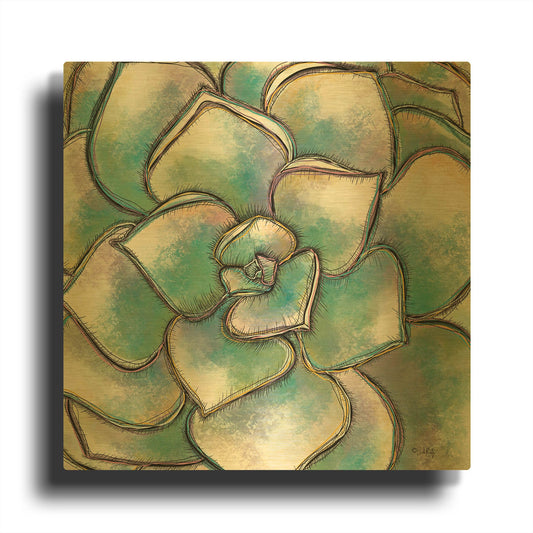 'Playful Succulent' By Heidi Kuntz Gold Metal Wall Art