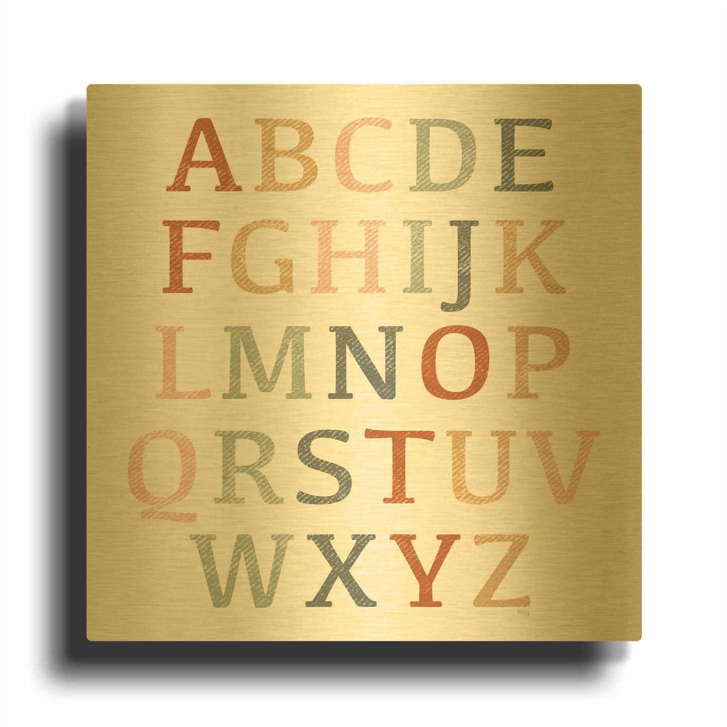 'Rustic Rainbow Alphabet' By Heidi Kuntz Gold Metal Wall Art