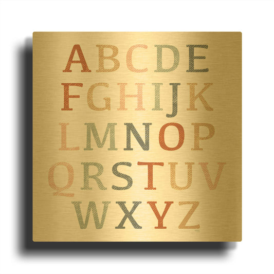 'Rustic Rainbow Alphabet' By Heidi Kuntz Gold Metal Wall Art