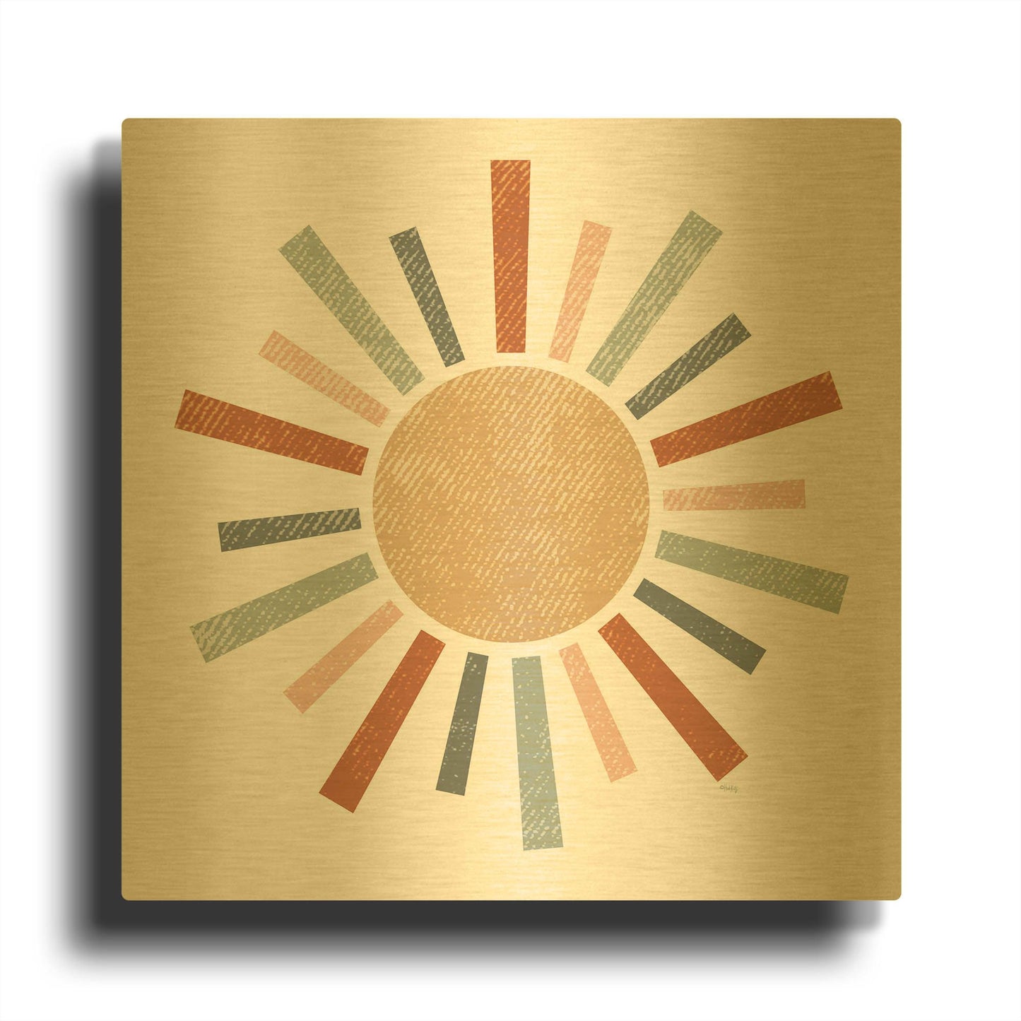 'Rustic Rainbow Sun' By Heidi Kuntz Gold Metal Wall Art
