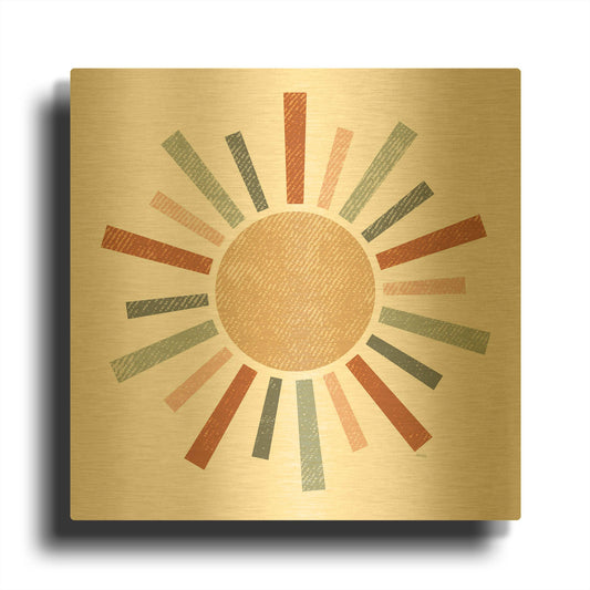 'Rustic Rainbow Sun' By Heidi Kuntz Gold Metal Wall Art