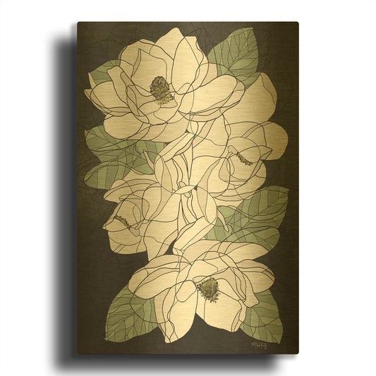 'Cascading Magnolias' By Heidi Kuntz Gold Metal Wall Art