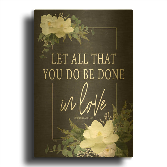 'Let All That You Do' By Heidi Kuntz Gold Metal Wall Art