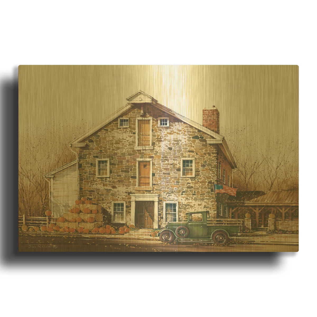'Fall is in the Air' By John Rossini Gold Metal Wall Art