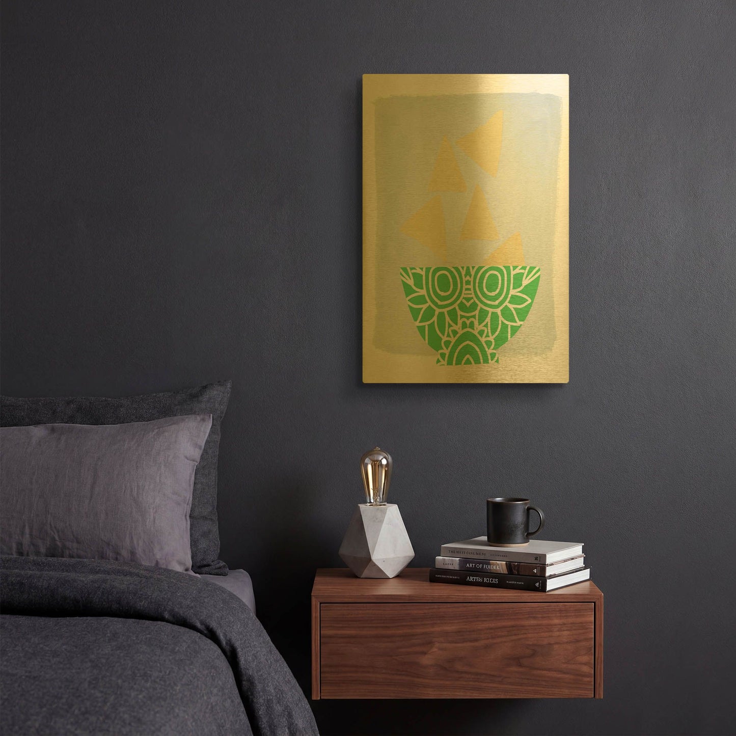 'Bowl of Chips' By Linda Woods Gold Metal Wall Art