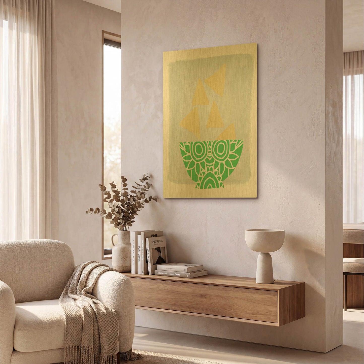'Bowl of Chips' By Linda Woods Gold Metal Wall Art
