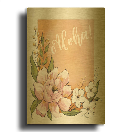 'Aloha' By Michele Norman Gold Metal Wall Art