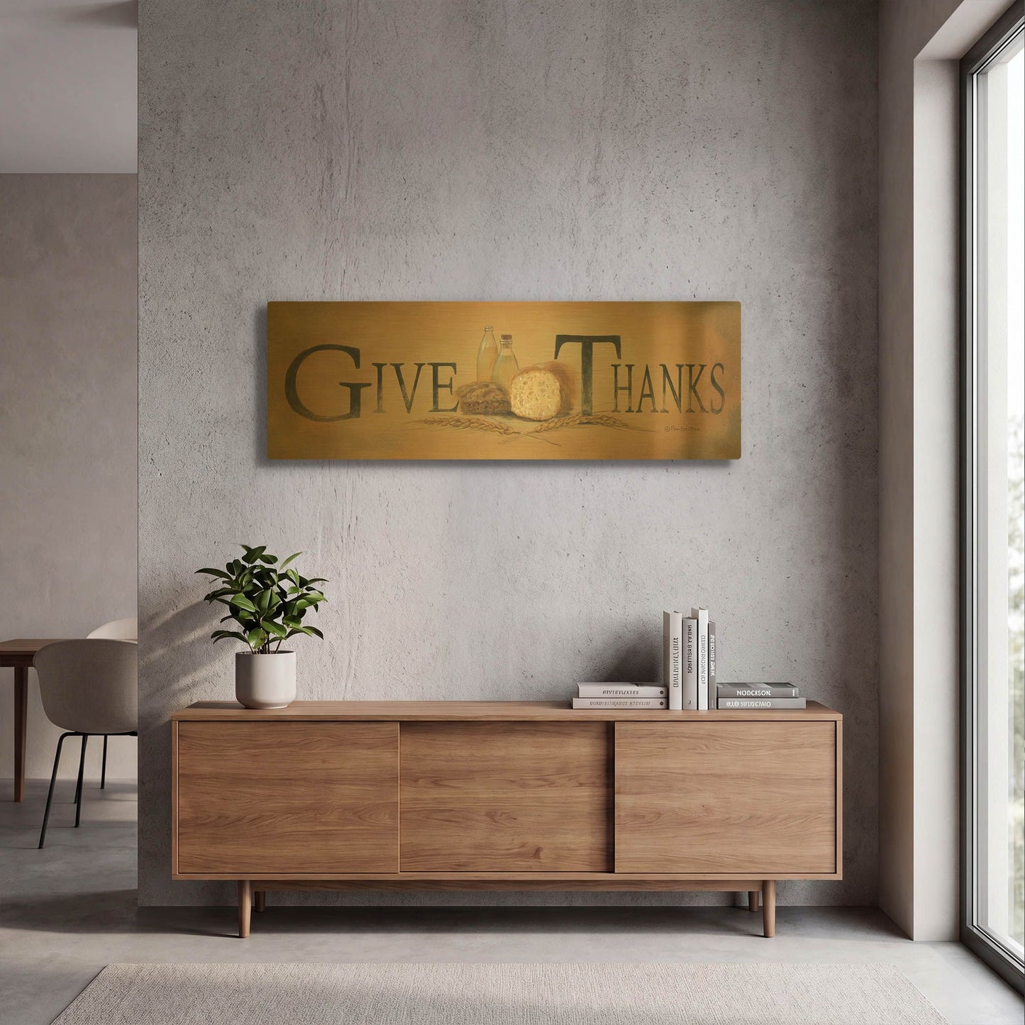 'Give Thanks' By Pam Britton Gold Metal Wall Art