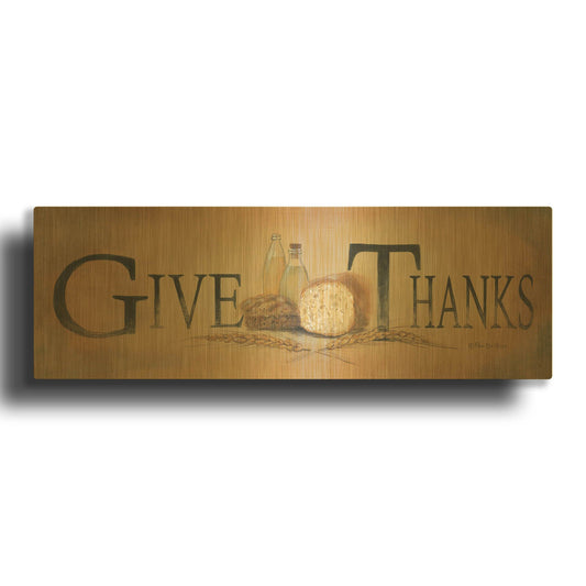 'Give Thanks' By Pam Britton Gold Metal Wall Art