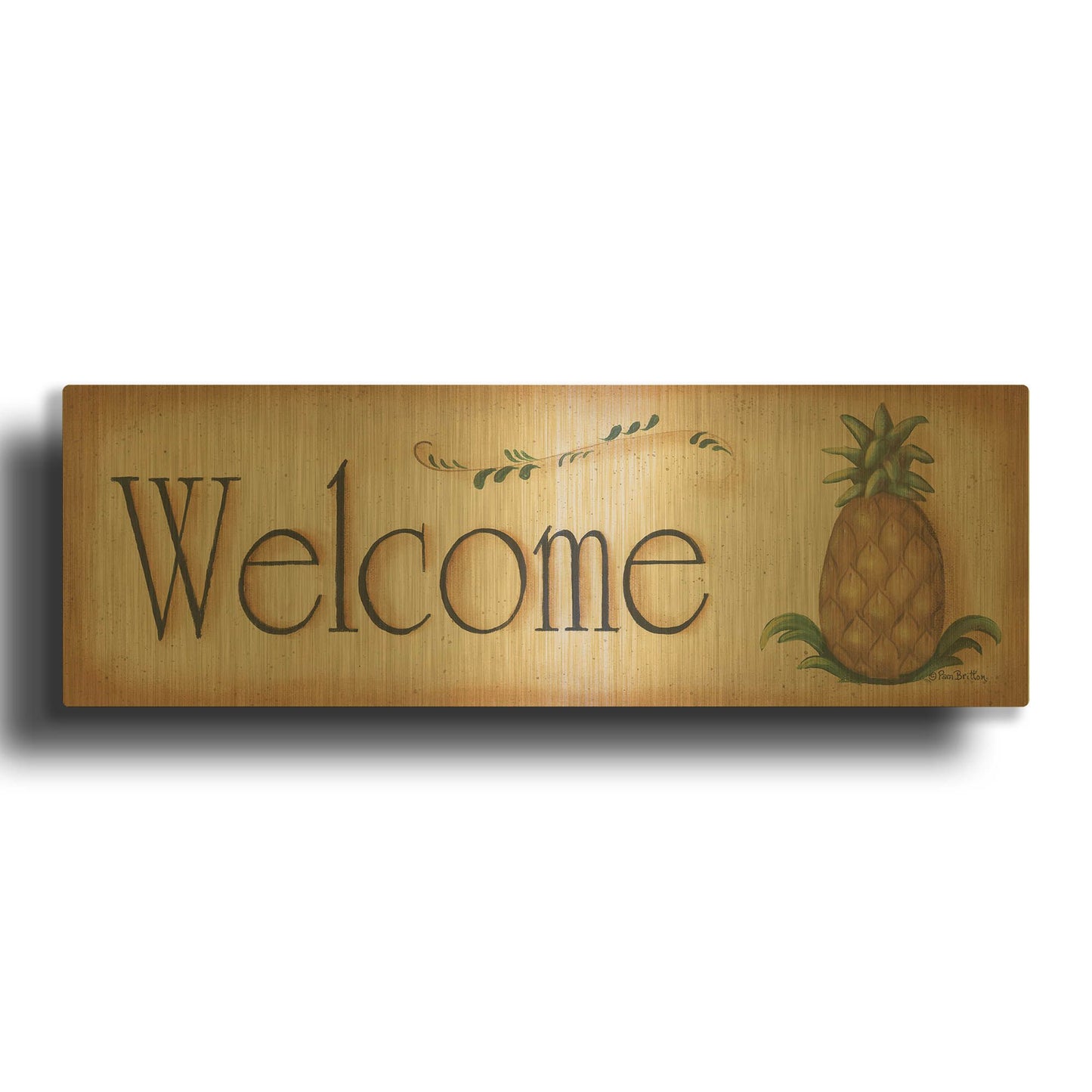 'Welcome' By Pam Britton Gold Metal Wall Art