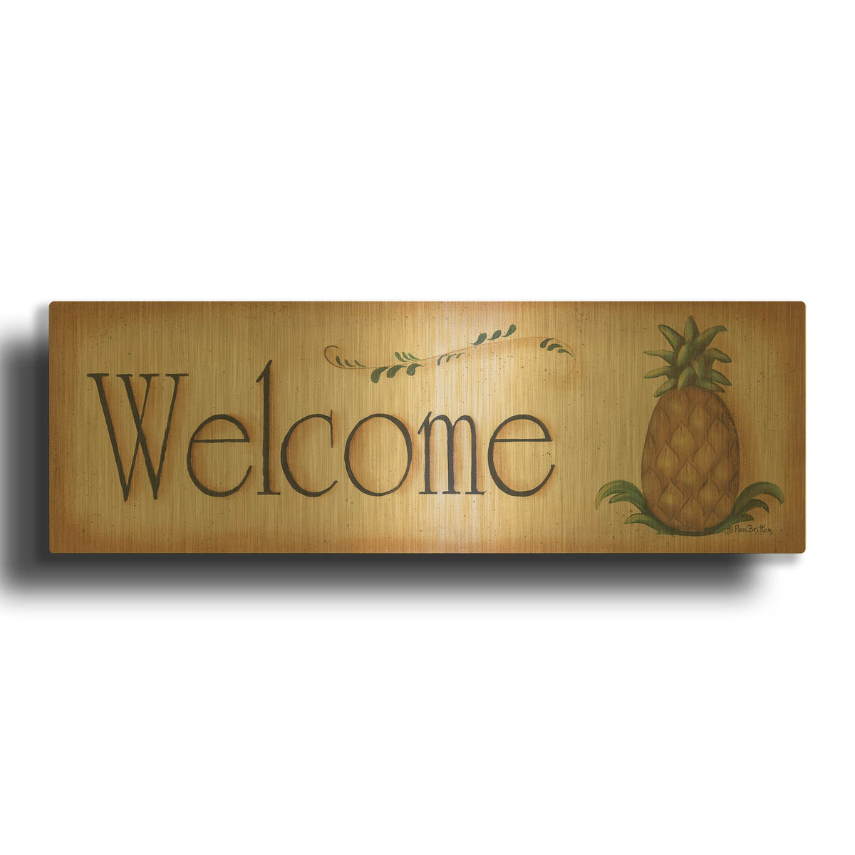 'Welcome' By Pam Britton Gold Metal Wall Art