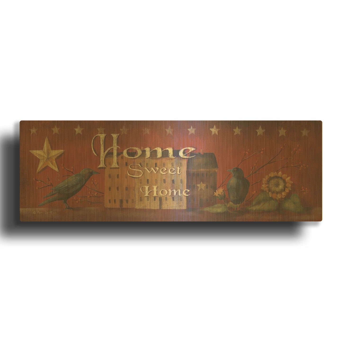 'Home Sweet Home' By Pam Britton Gold Metal Wall Art