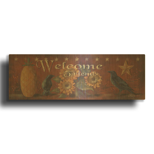 'Welcome Friends' By Pam Britton Gold Metal Wall Art