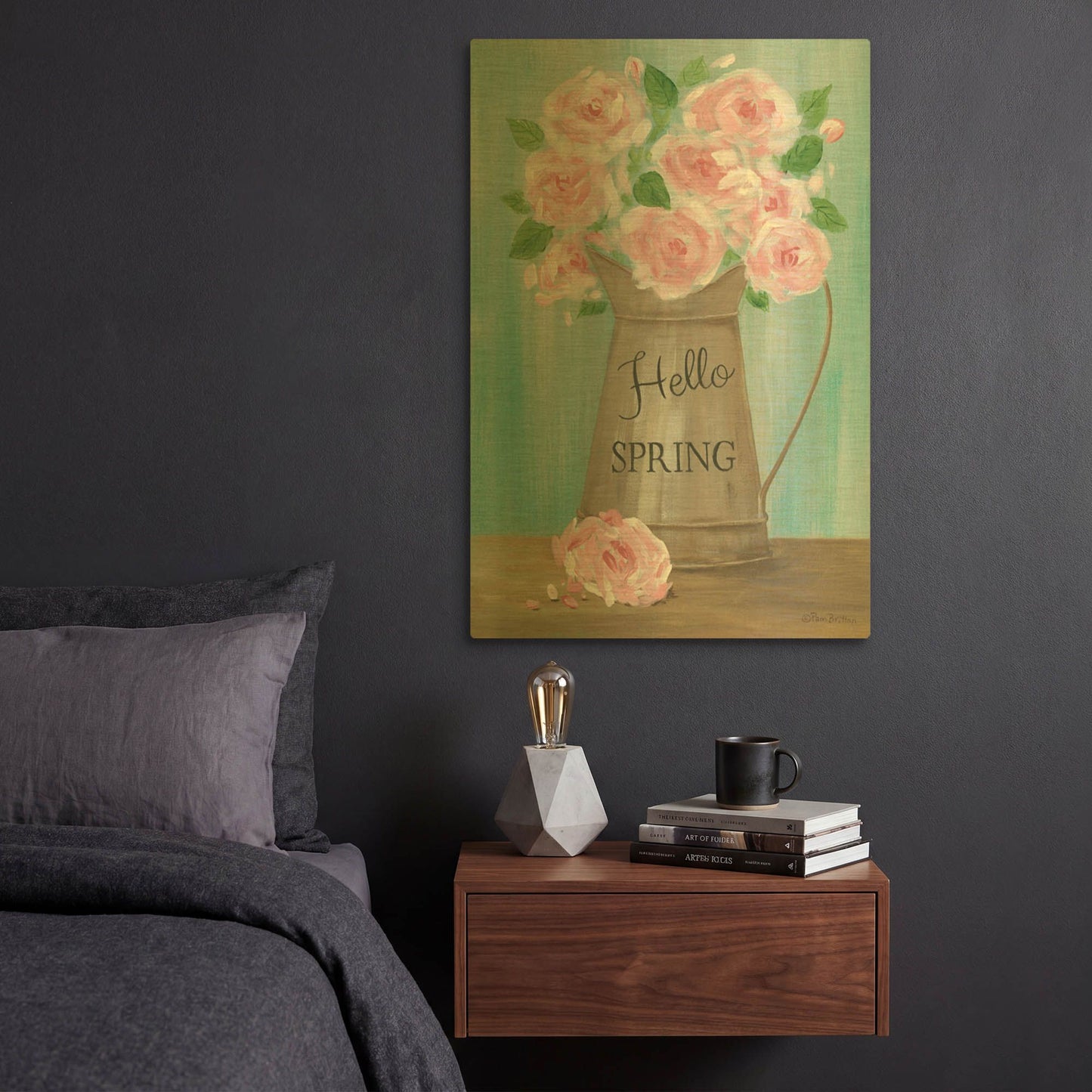 'Hello Spring Roses' By Pam Britton Gold Metal Wall Art