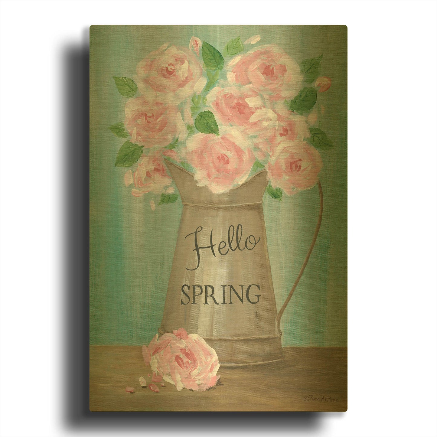 'Hello Spring Roses' By Pam Britton Gold Metal Wall Art