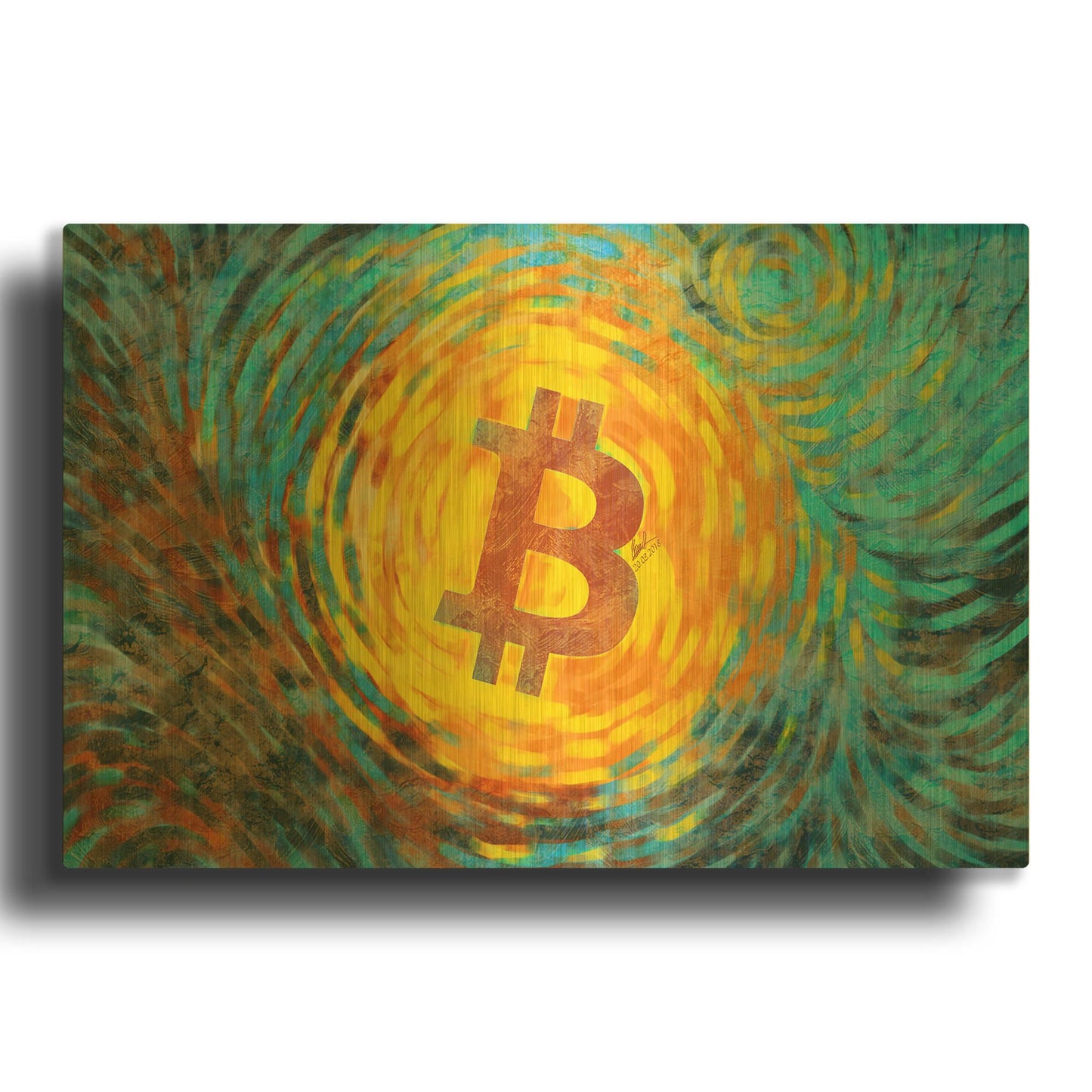 'Van Gogh Bitcoin' By Katalina Ooma Gold Metal Wall Art