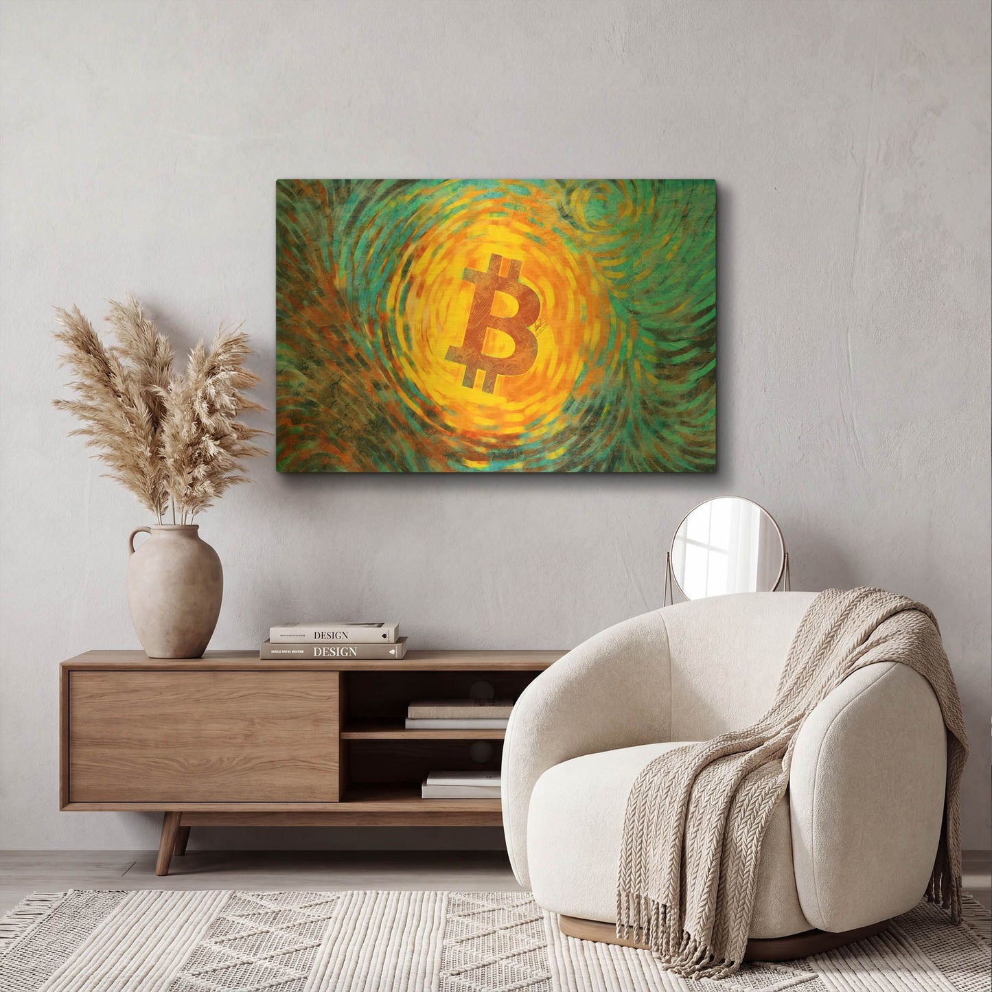 'Van Gogh Bitcoin' By Katalina Ooma Gold Metal Wall Art