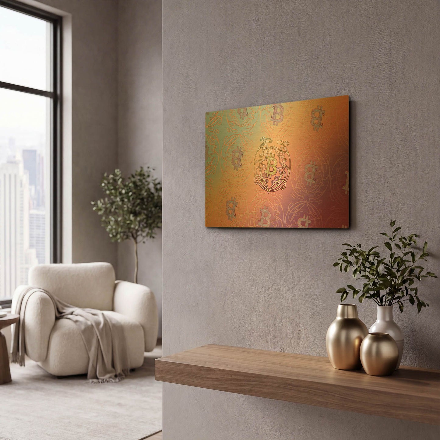 'Art Nouveau Bitcoin' By Katalina Ooma Gold Metal Wall Art