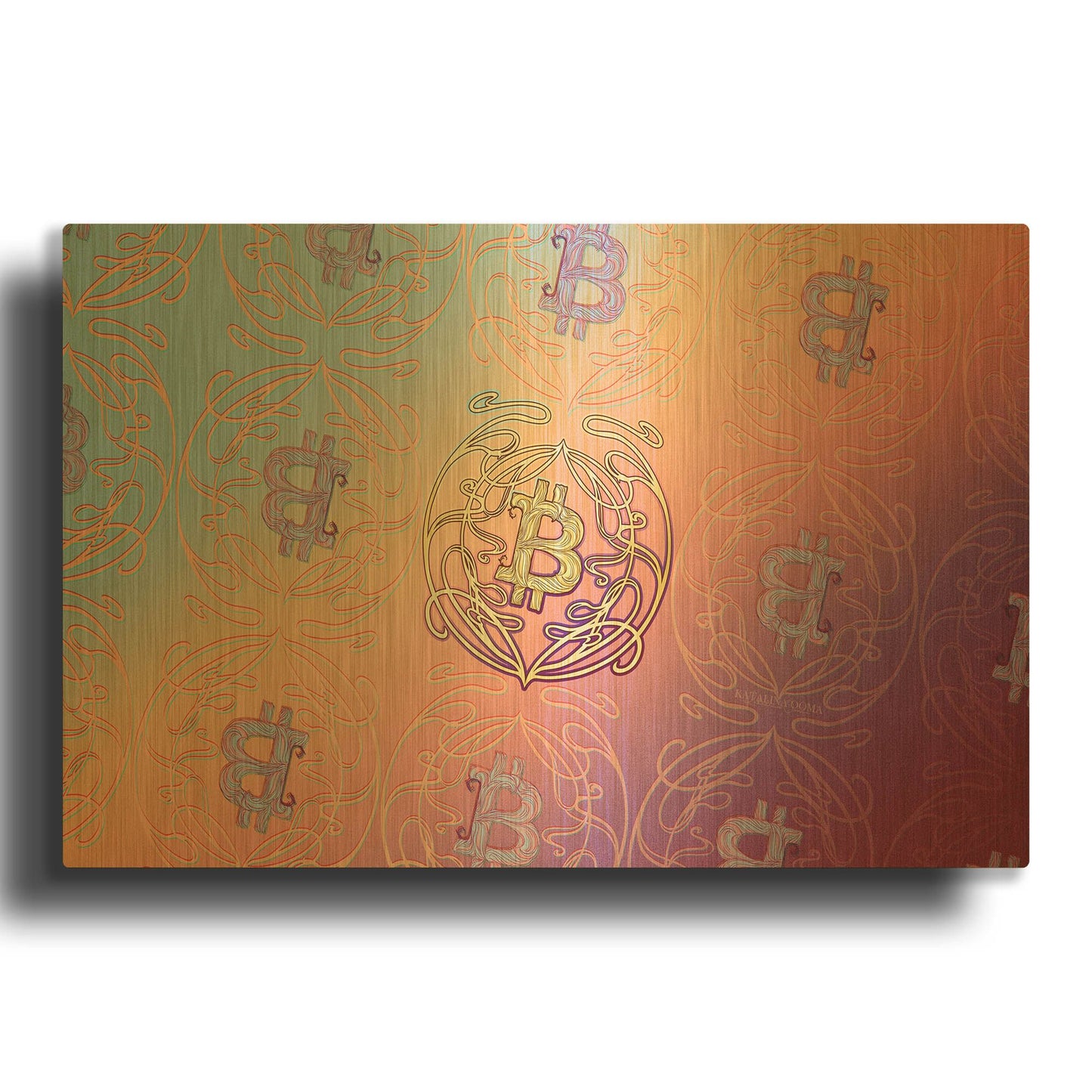 'Art Nouveau Bitcoin' By Katalina Ooma Gold Metal Wall Art