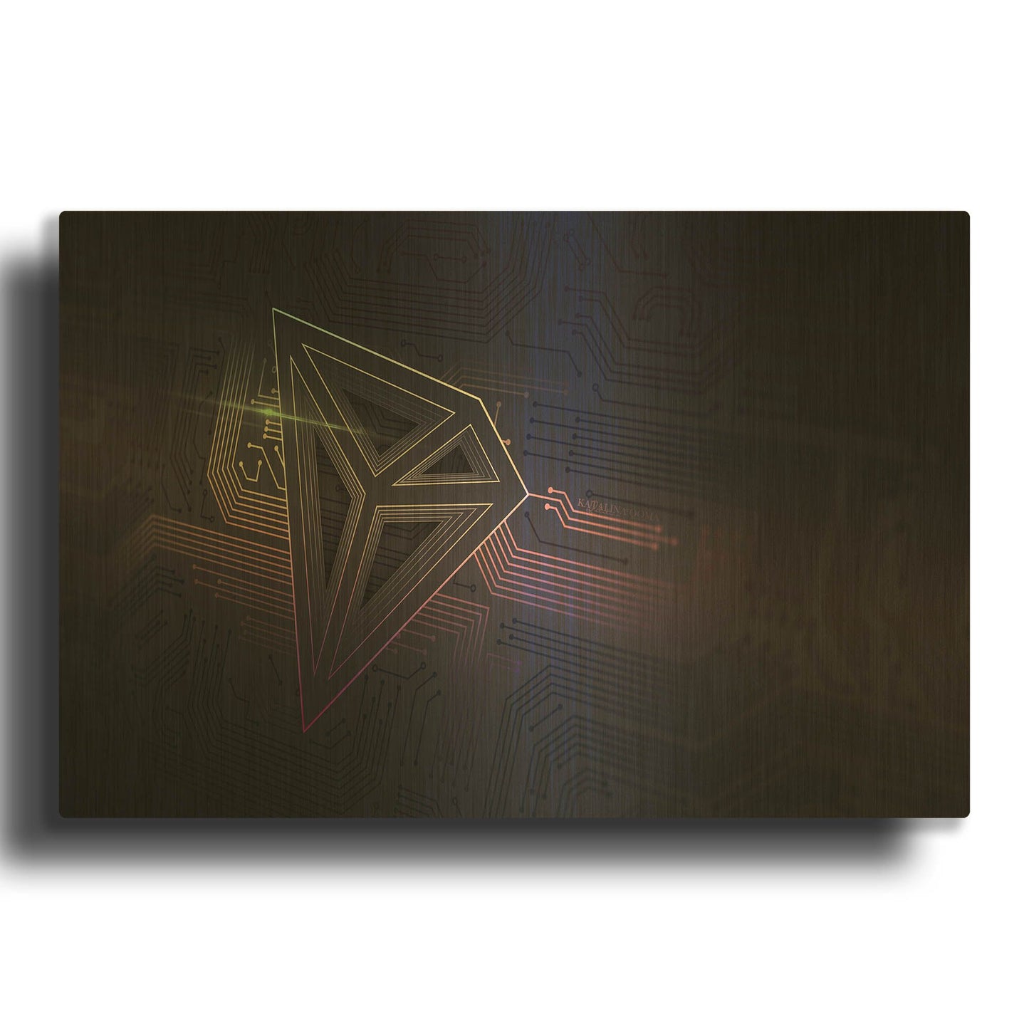'Crypto-Tron' By Katalina Ooma Gold Metal Wall Art