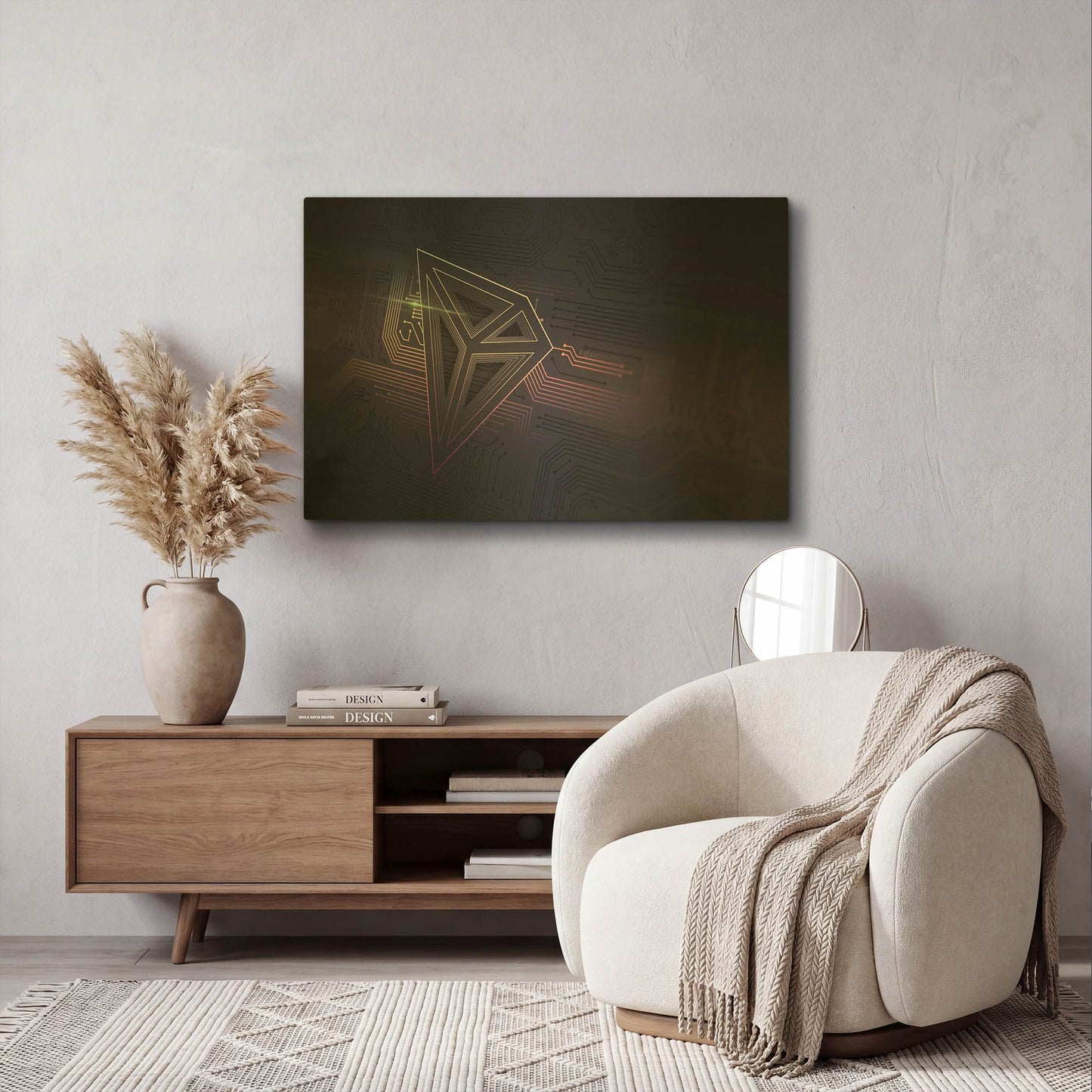 'Crypto-Tron' By Katalina Ooma Gold Metal Wall Art